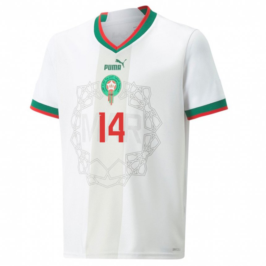 Niño Camiseta Marruecos Ayoub El Kaabi #14 Blanco 2ª Equipación 22-24 La Camisa