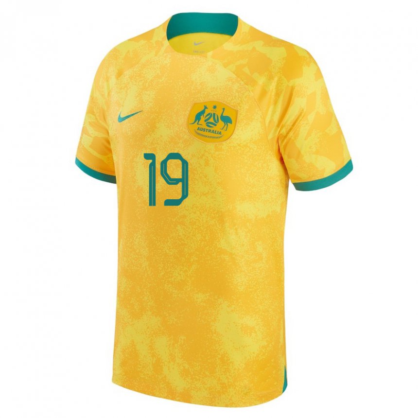 Hombre Camiseta Australia Ryan Strain #19 Dorado 1ª Equipación 22-24 La Camisa