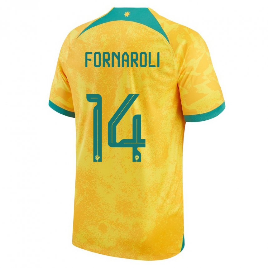 Hombre Camiseta Australia Bruno Fornaroli #14 Dorado 1ª Equipación 22-24 La Camisa
