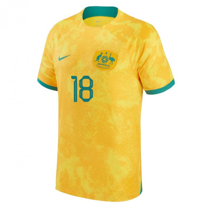 Hombre Camiseta Australia Danny Vukovic #18 Dorado 1ª Equipación 22-24 La Camisa