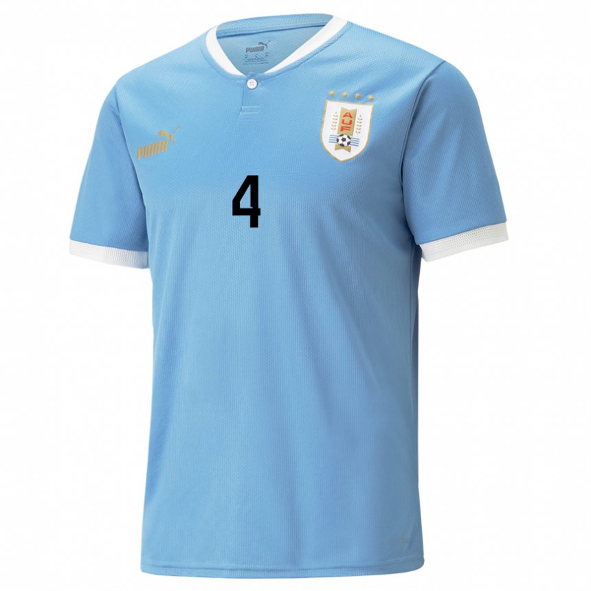 Hombre Camiseta Uruguay Ronald Araujo #4 Azul 1ª Equipación 22-24 La Camisa