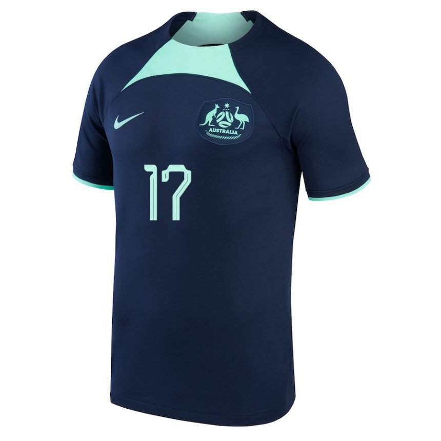 Hombre Camiseta Australia Connor Metcalfe #17 Azul Oscuro 2ª Equipación 22-24 La Camisa