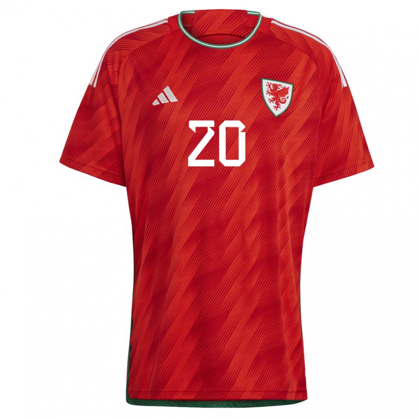 Mujer Camiseta Gales Daniel James #20 Rojo 1ª Equipación 22-24 La Camisa