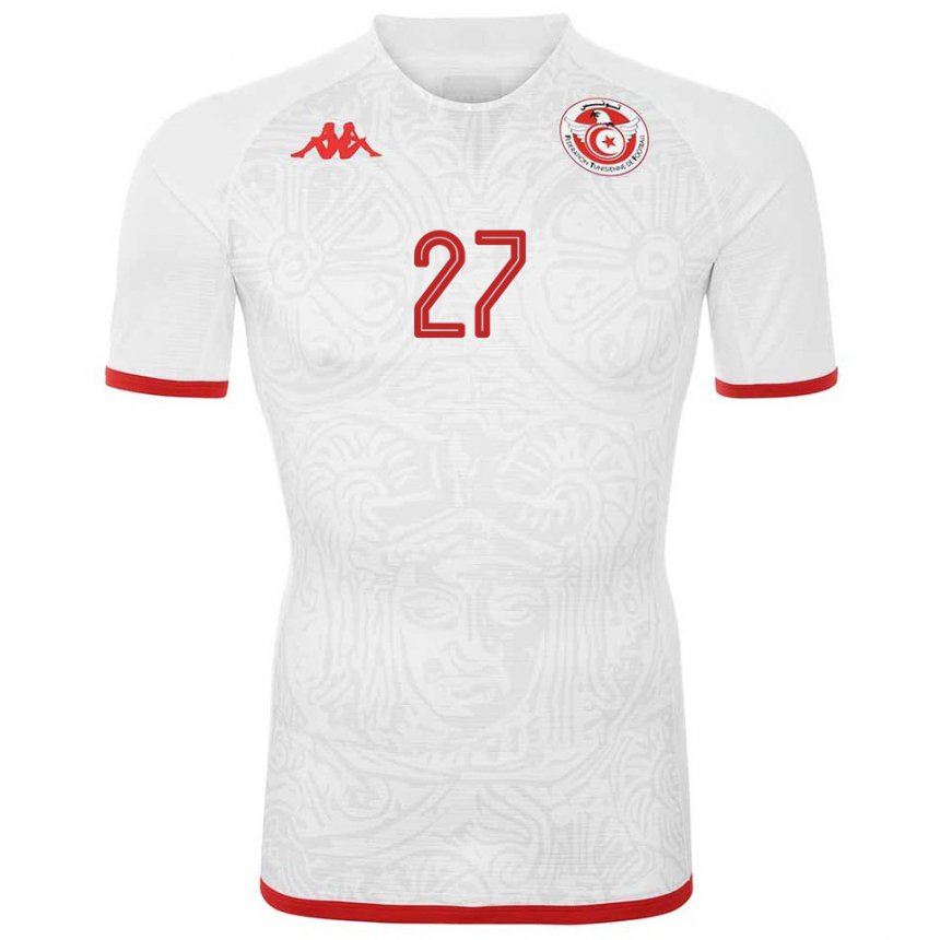 Mujer Camiseta Túnez Issam Jebali #27 Blanco 2ª Equipación 22-24 La Camisa