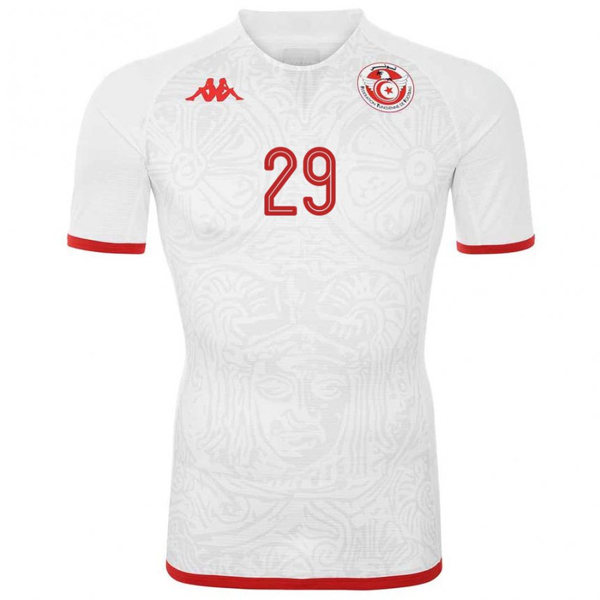 Mujer Camiseta Túnez Sayfallah Ltaief #29 Blanco 2ª Equipación 22-24 La Camisa