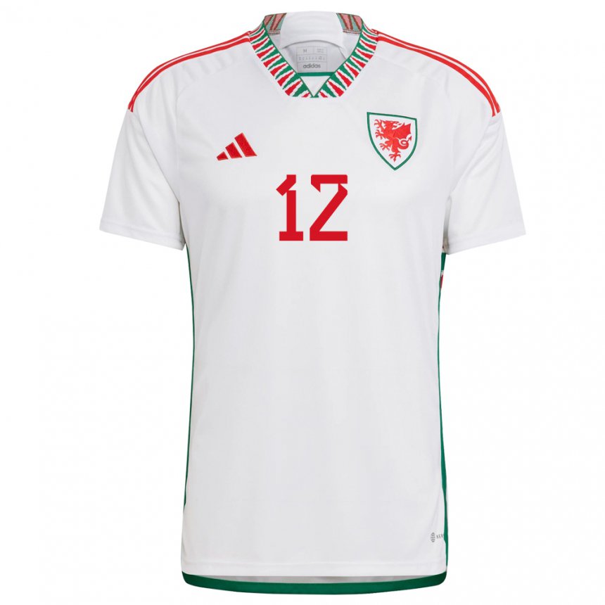 Mujer Camiseta Gales Danny Ward #12 Blanco 2ª Equipación 22-24 La Camisa