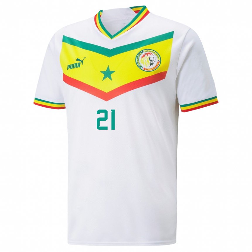 Hombre Camiseta Senegal Francois Djiba #21 Blanco 1ª Equipación 22-24 La Camisa