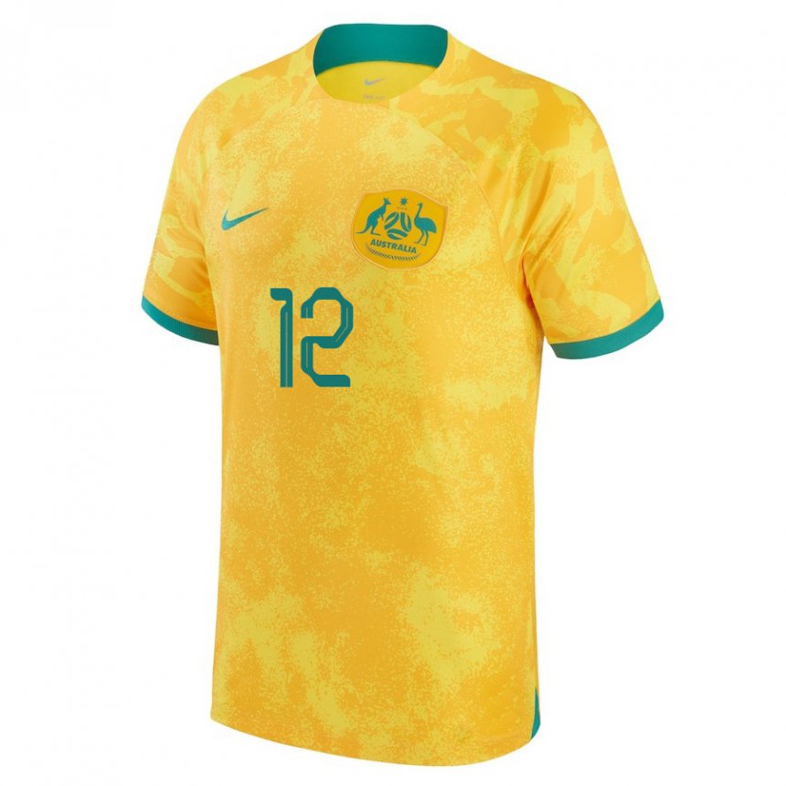 Hombre Camiseta Australia Oliver Kalac #12 Dorado 1ª Equipación 22-24 La Camisa