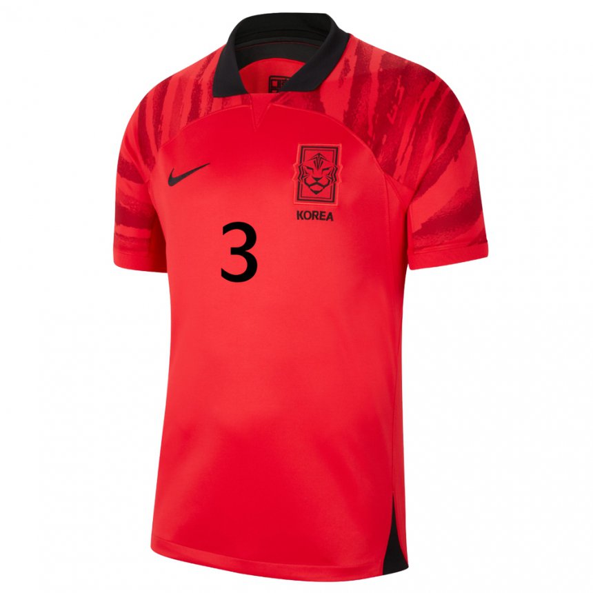 Hombre Camiseta Corea Del Sur Hong Hye Ji #3 Negro Rojo 1ª Equipación 22-24 La Camisa