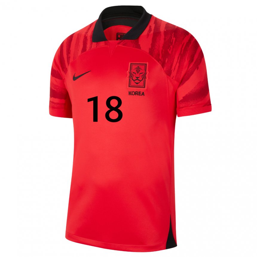 Hombre Camiseta Corea Del Sur Kim Jung Mi #18 Negro Rojo 1ª Equipación 22-24 La Camisa