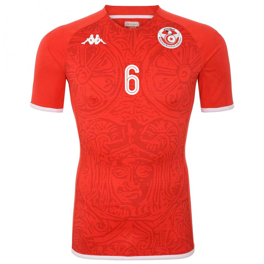 Hombre Camiseta Túnez Gaith Wahbi #6 Rojo 1ª Equipación 22-24 La Camisa