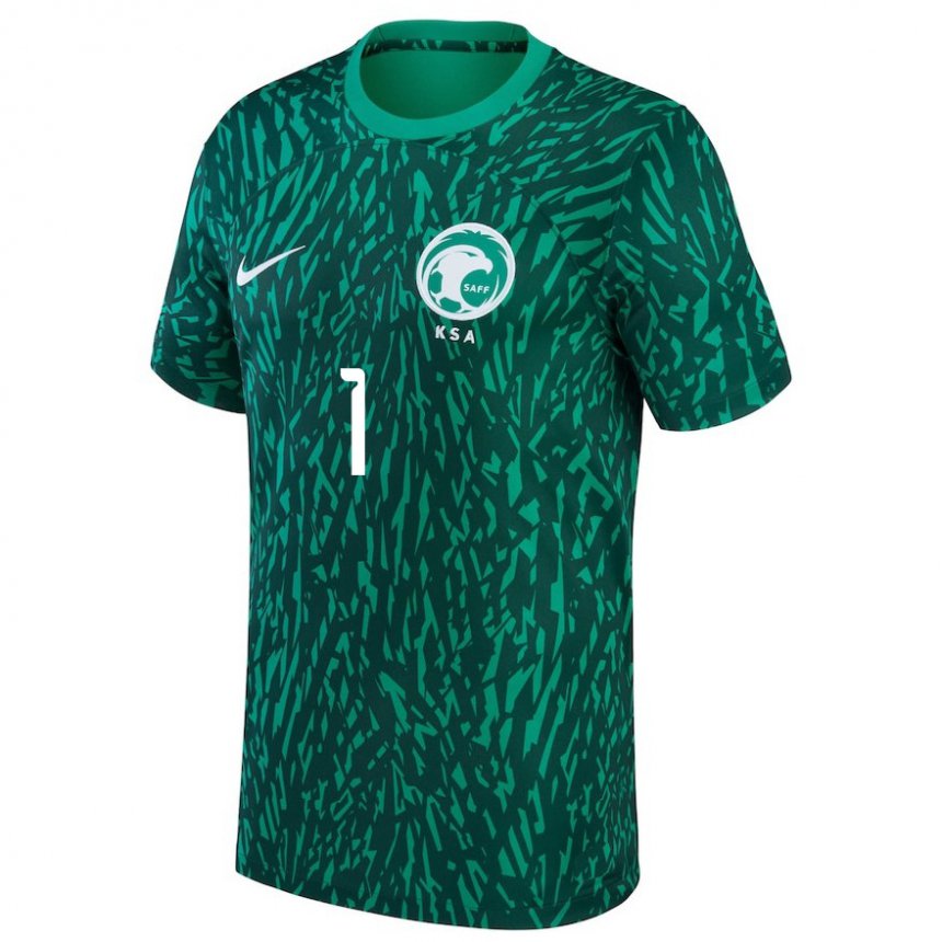 Hombre Camiseta Arabia Saudita Abdulrahman Alsanbi #1 Verde Oscuro 2ª Equipación 22-24 La Camisa