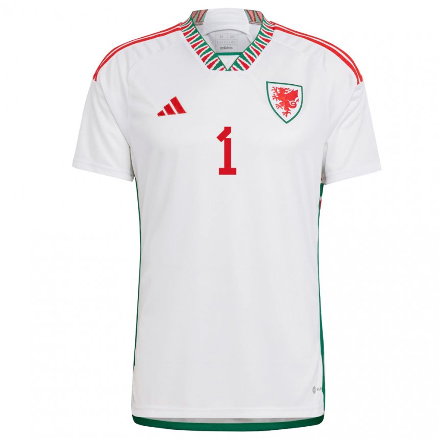 Hombre Camiseta Gales James Pradic #1 Blanco 2ª Equipación 22-24 La Camisa