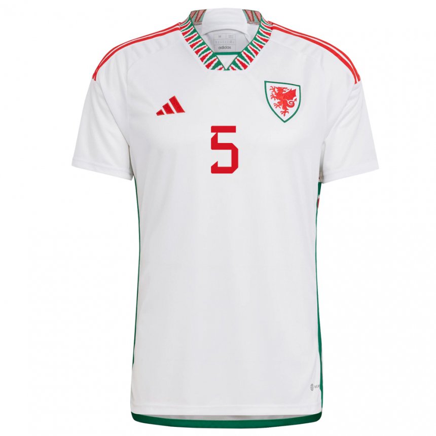 Hombre Camiseta Gales George Abbott #5 Blanco 2ª Equipación 22-24 La Camisa