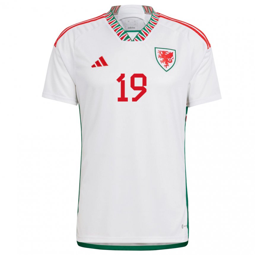 Hombre Camiseta Gales Japhet Mpadi #19 Blanco 2ª Equipación 22-24 La Camisa