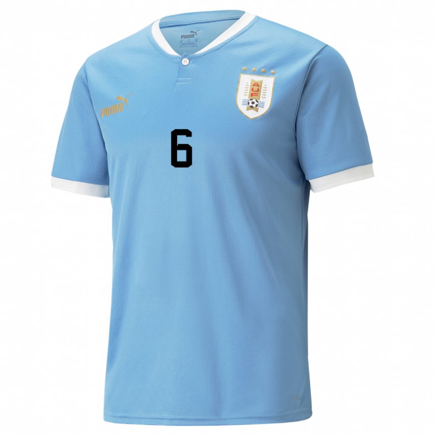 Mujer Camiseta Uruguay Juan Echeverria #6 Azul 1ª Equipación 22-24 La Camisa