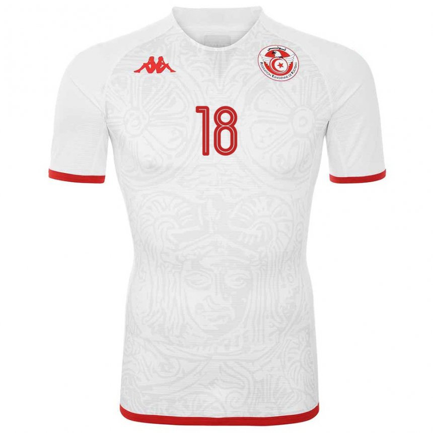 Mujer Camiseta Túnez Mouhamed Dhaoui #18 Blanco 2ª Equipación 22-24 La Camisa