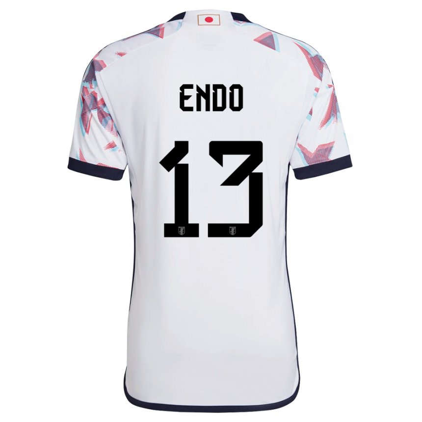 Mujer Camiseta Japón Jun Endo #13 Blanco 2ª Equipación 22-24 La Camisa