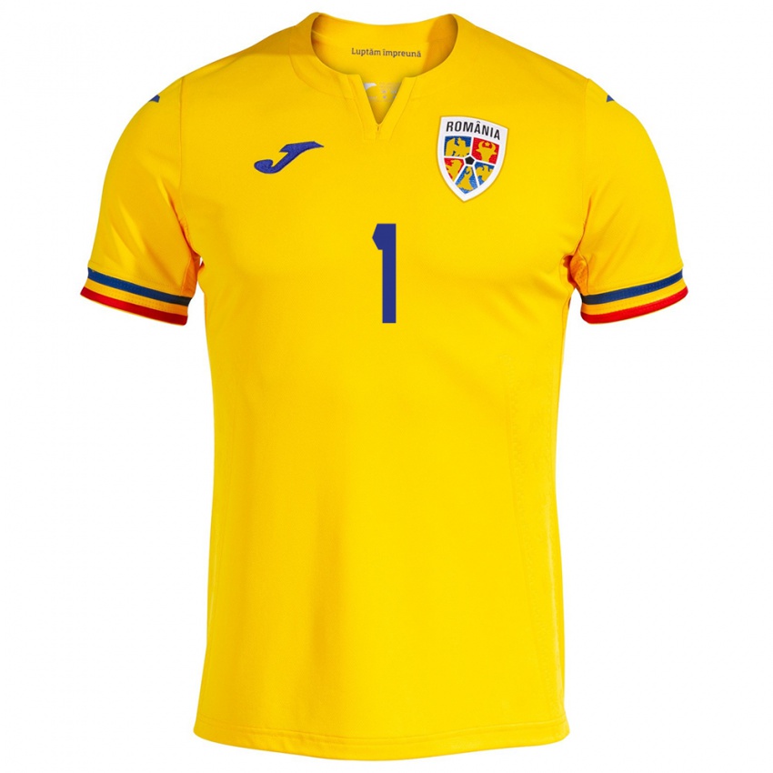 Niño Camiseta Rumania Robert Popa #1 Amarillo 1ª Equipación 24-26 La Camisa