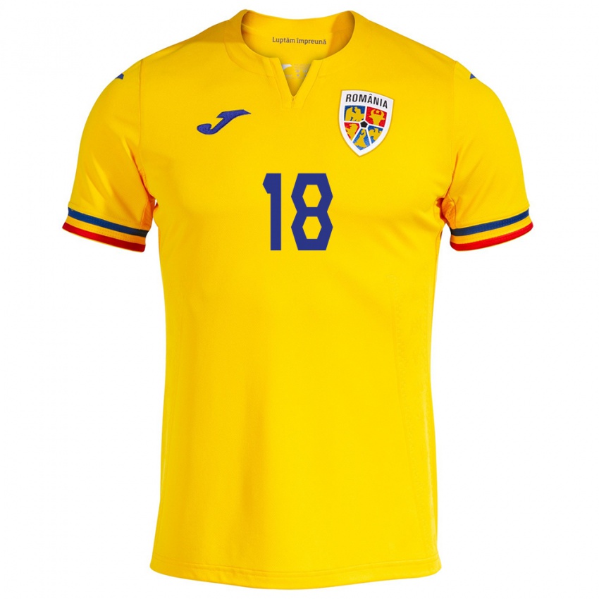 Niño Camiseta Rumania Răzvan Marin #18 Amarillo 1ª Equipación 24-26 La Camisa