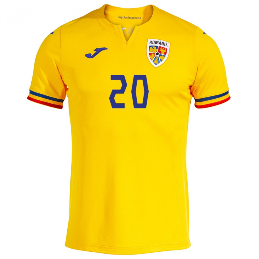 Niño Camiseta Rumania Darius Olaru #20 Amarillo 1ª Equipación 24-26 La Camisa