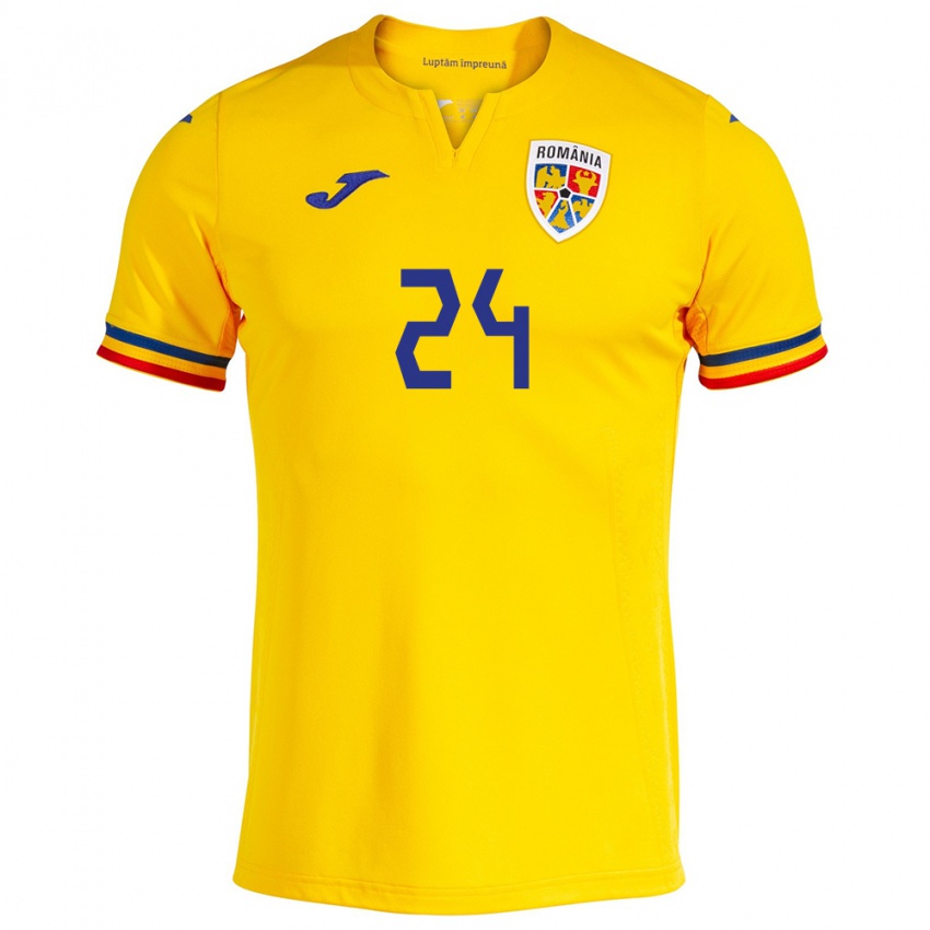 Niño Camiseta Rumania Mădălina Tătar #24 Amarillo 1ª Equipación 24-26 La Camisa