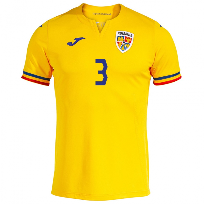 Niño Camiseta Rumania Cristian Ignat #3 Amarillo 1ª Equipación 24-26 La Camisa