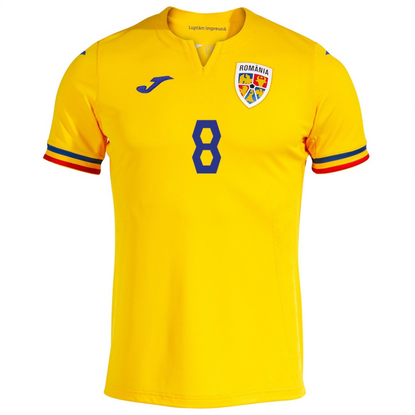 Niño Camiseta Rumania Răzvan Tănasă #8 Amarillo 1ª Equipación 24-26 La Camisa