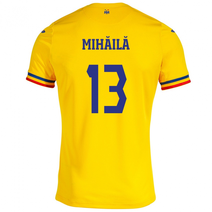 Niño Camiseta Rumania Valentin Mihăilă #13 Amarillo 1ª Equipación 24-26 La Camisa