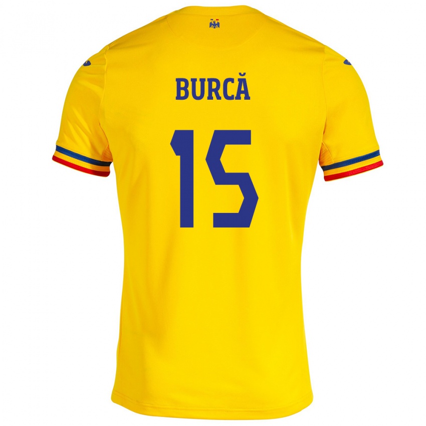 Niño Camiseta Rumania Andrei Burcă #15 Amarillo 1ª Equipación 24-26 La Camisa