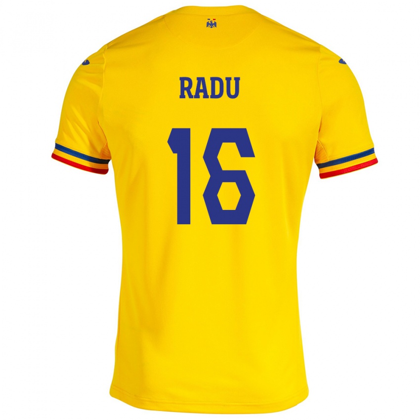 Niño Camiseta Rumania Andrei Radu #16 Amarillo 1ª Equipación 24-26 La Camisa