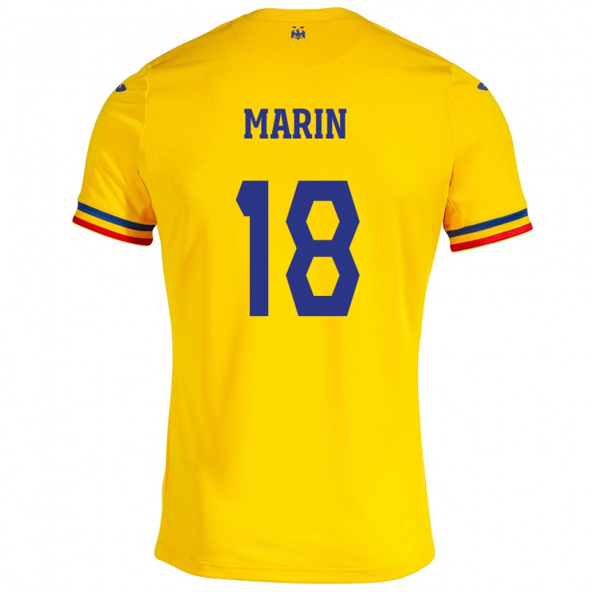 Niño Camiseta Rumania Răzvan Marin #18 Amarillo 1ª Equipación 24-26 La Camisa