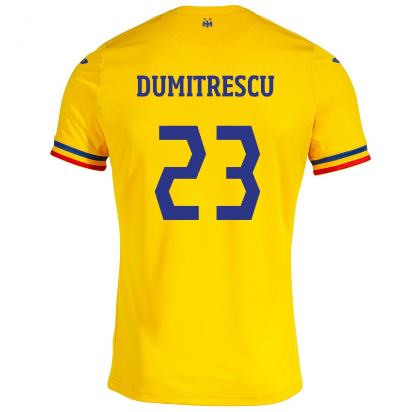 Niño Camiseta Rumania Andres Dumitrescu #23 Amarillo 1ª Equipación 24-26 La Camisa