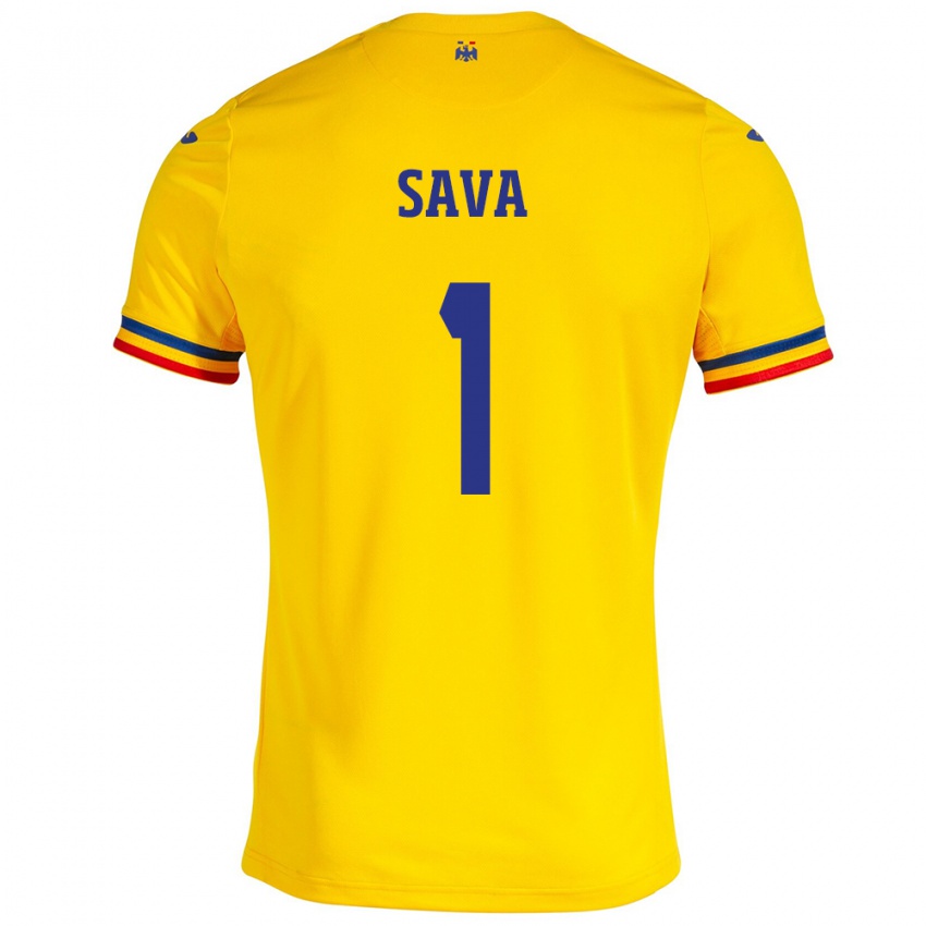 Niño Camiseta Rumania Răzvan Sava #1 Amarillo 1ª Equipación 24-26 La Camisa