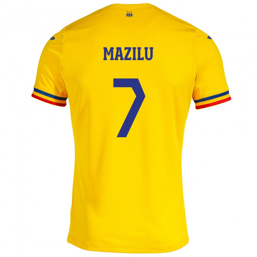 Niño Camiseta Rumania Adrian Mazilu #7 Amarillo 1ª Equipación 24-26 La Camisa