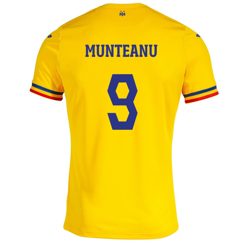 Niño Camiseta Rumania Louis Munteanu #9 Amarillo 1ª Equipación 24-26 La Camisa