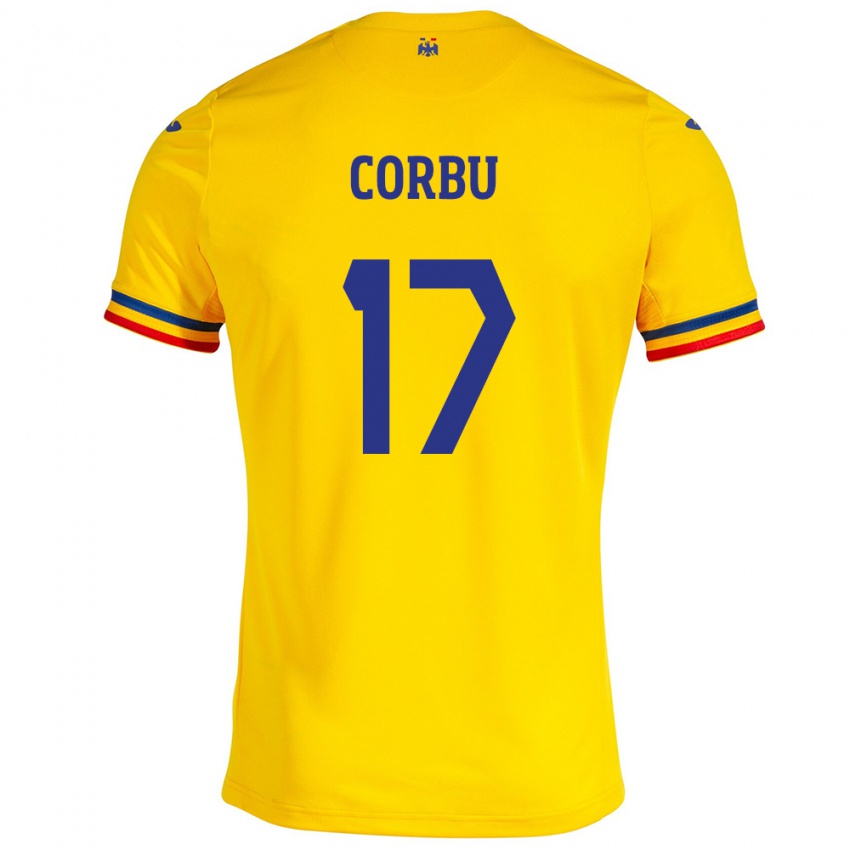 Niño Camiseta Rumania Marius Corbu #17 Amarillo 1ª Equipación 24-26 La Camisa