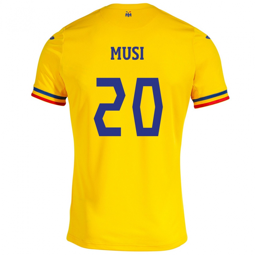 Niño Camiseta Rumania Alexandru Musi #20 Amarillo 1ª Equipación 24-26 La Camisa