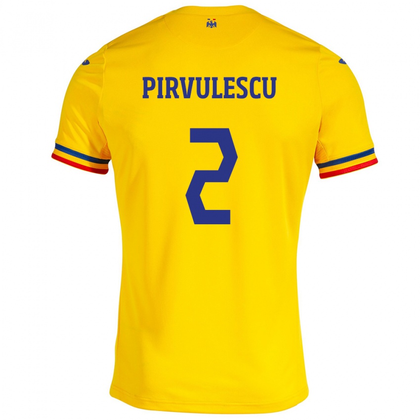 Niño Camiseta Rumania Sergiu Pîrvulescu #2 Amarillo 1ª Equipación 24-26 La Camisa