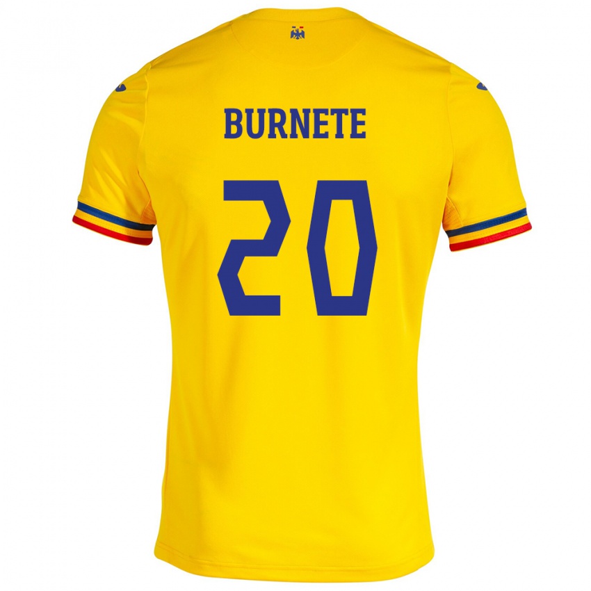 Niño Camiseta Rumania Rareș Burnete #20 Amarillo 1ª Equipación 24-26 La Camisa