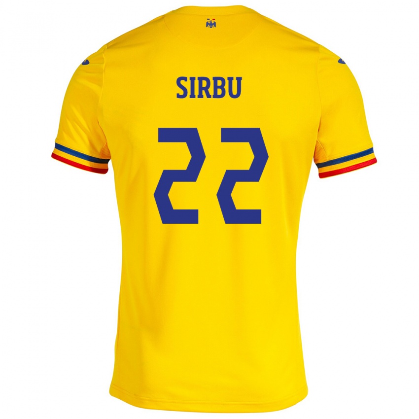 Niño Camiseta Rumania Dan Sîrbu #22 Amarillo 1ª Equipación 24-26 La Camisa