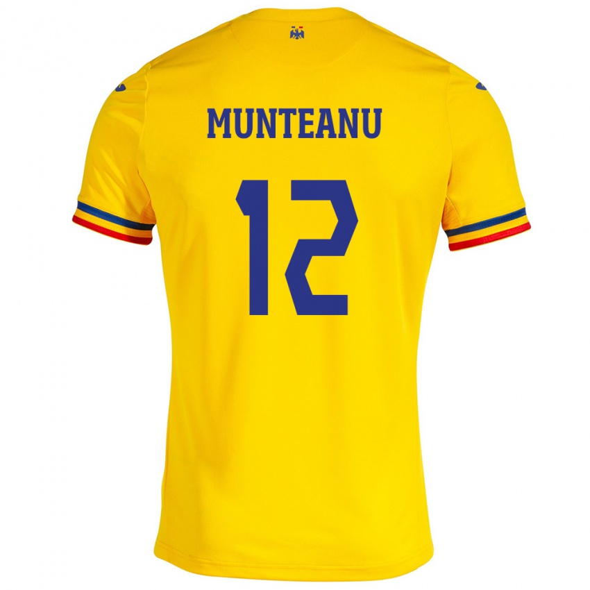 Niño Camiseta Rumania Rafael Munteanu #12 Amarillo 1ª Equipación 24-26 La Camisa