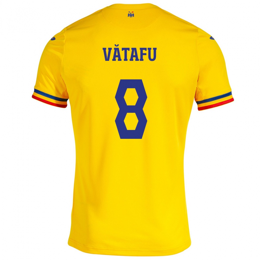 Niño Camiseta Rumania Ștefania Vătafu #8 Amarillo 1ª Equipación 24-26 La Camisa