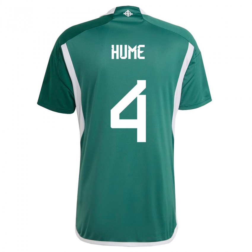 Niño Camiseta Irlanda Del Norte Trai Hume #4 Verde 1ª Equipación 24-26 La Camisa