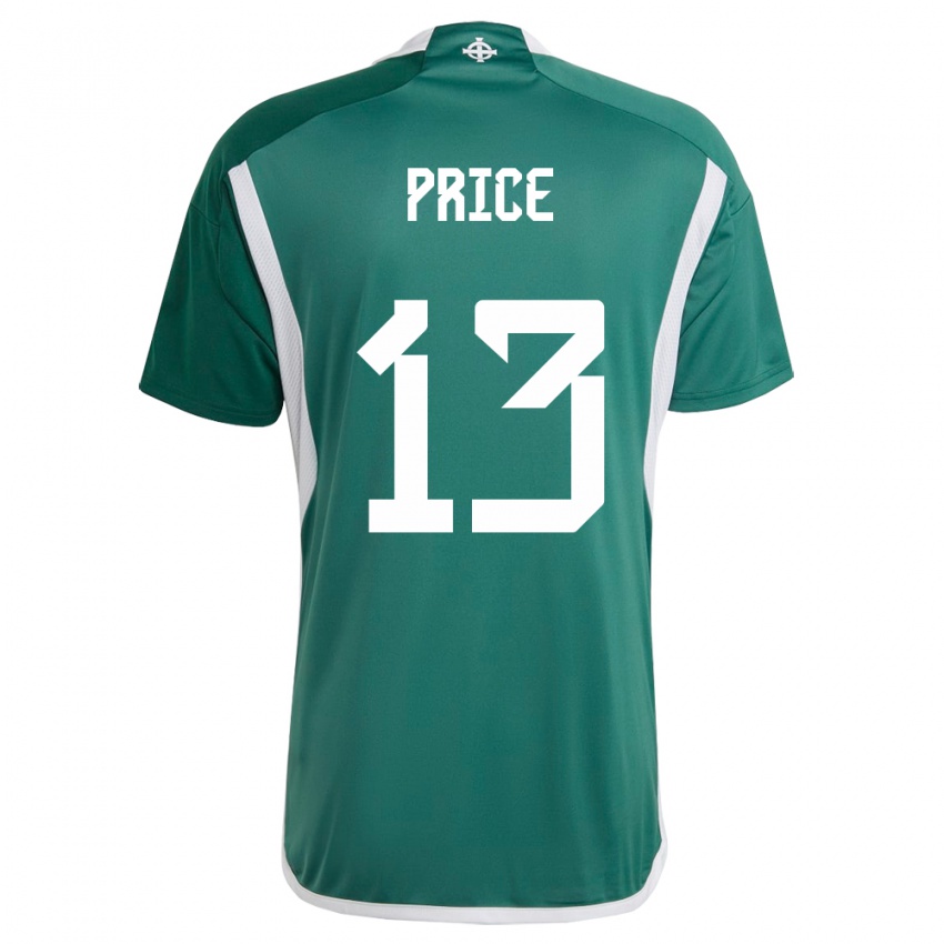 Niño Camiseta Irlanda Del Norte Isaac Price #13 Verde 1ª Equipación 24-26 La Camisa