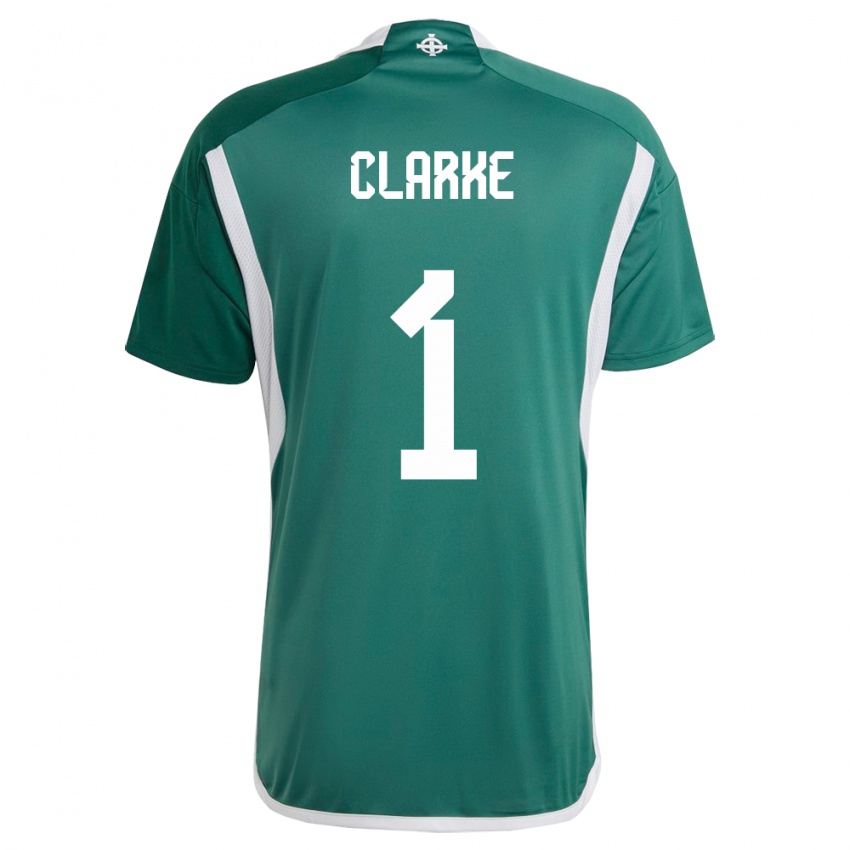 Niño Camiseta Irlanda Del Norte Josh Clarke #1 Verde 1ª Equipación 24-26 La Camisa