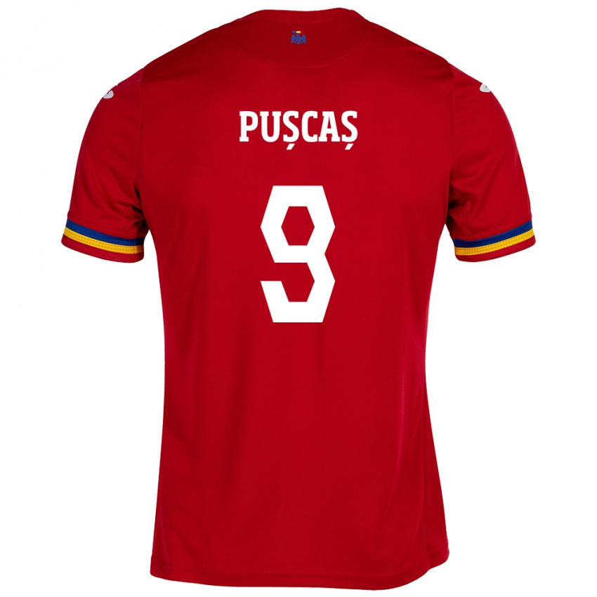 Niño Camiseta Rumania George Pușcaș #9 Rojo 2ª Equipación 24-26 La Camisa