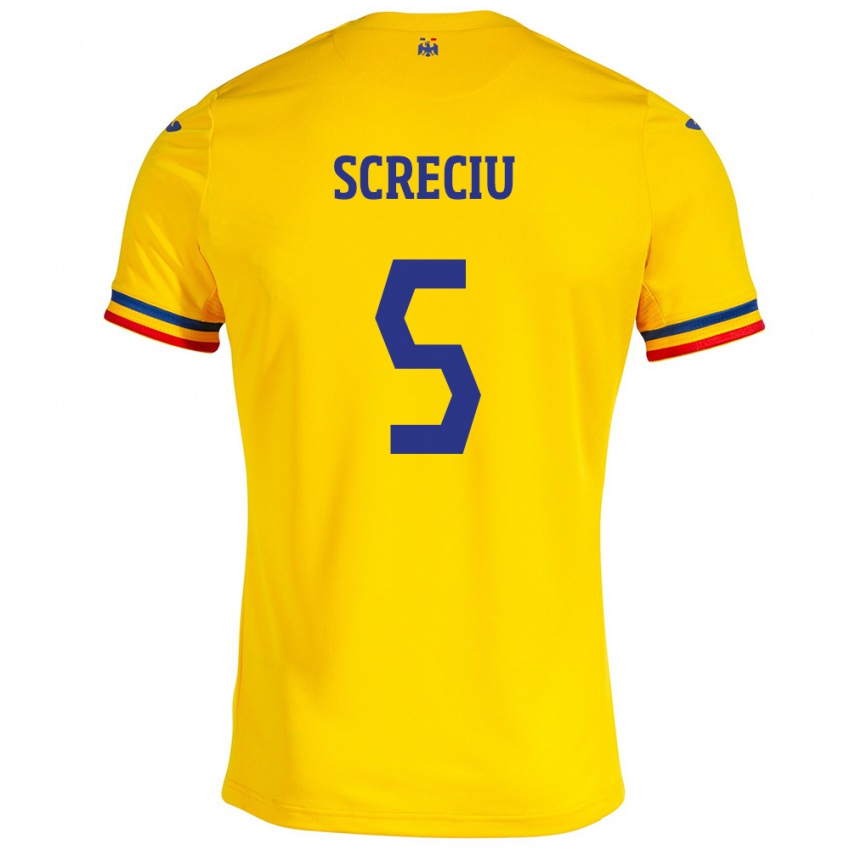 Hombre Camiseta Rumania Vladimir Screciu #5 Amarillo 1ª Equipación 24-26 La Camisa