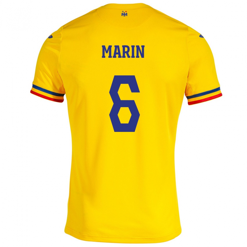 Hombre Camiseta Rumania Marius Marin #6 Amarillo 1ª Equipación 24-26 La Camisa