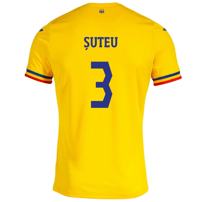 Hombre Camiseta Rumania Alexandru Șuteu #3 Amarillo 1ª Equipación 24-26 La Camisa